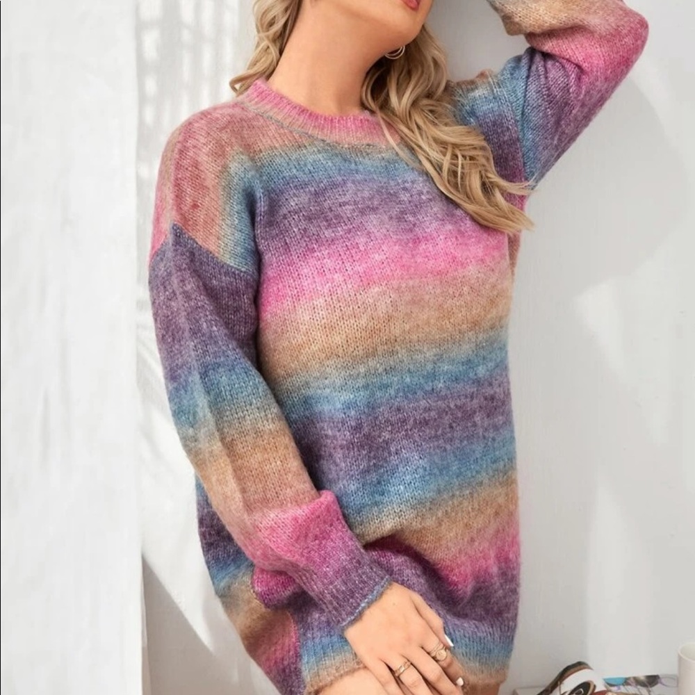 Plus size color block Ombre sweater - Picture 4 of 4